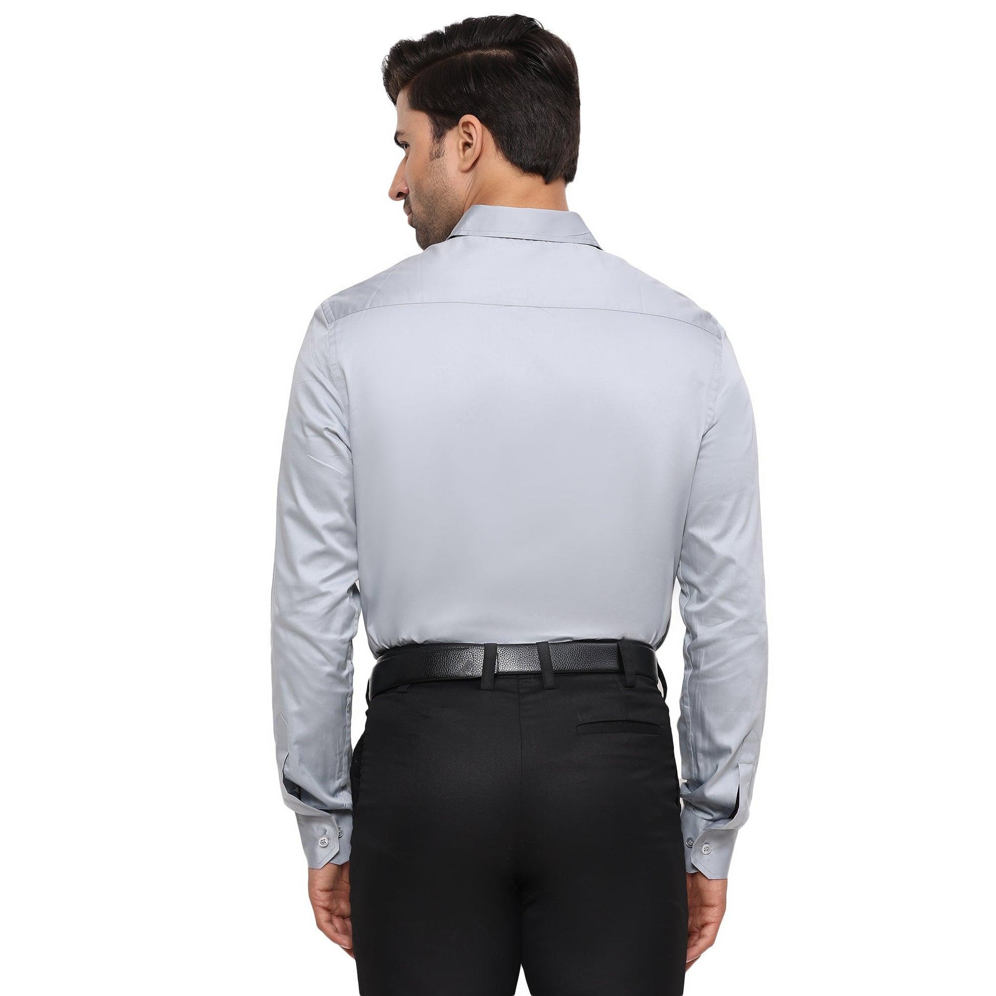 Formal Shirts 100% Premium Cotton Satin for Men (Grey Colour) - Funny Bones Clothings