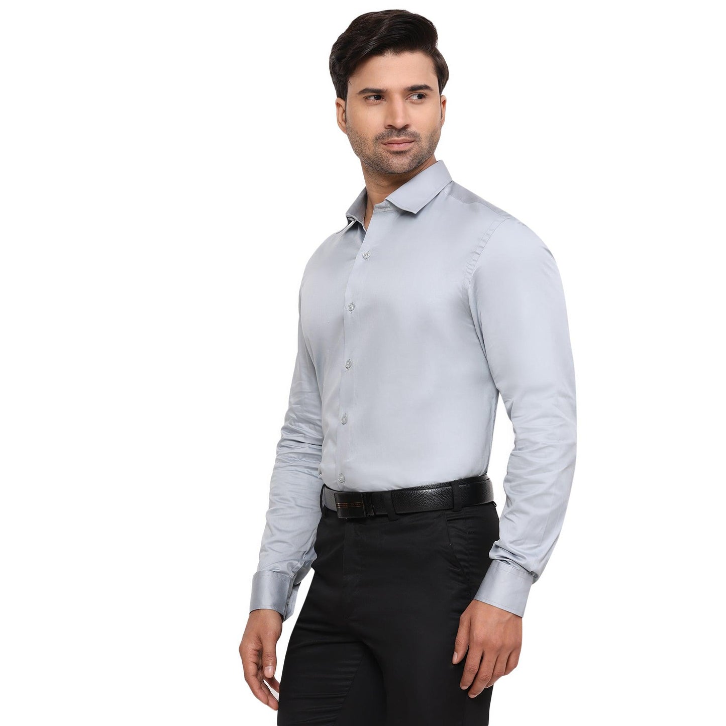 Formal Shirts 100% Premium Cotton Satin for Men (Grey Colour) - Funny Bones Clothings
