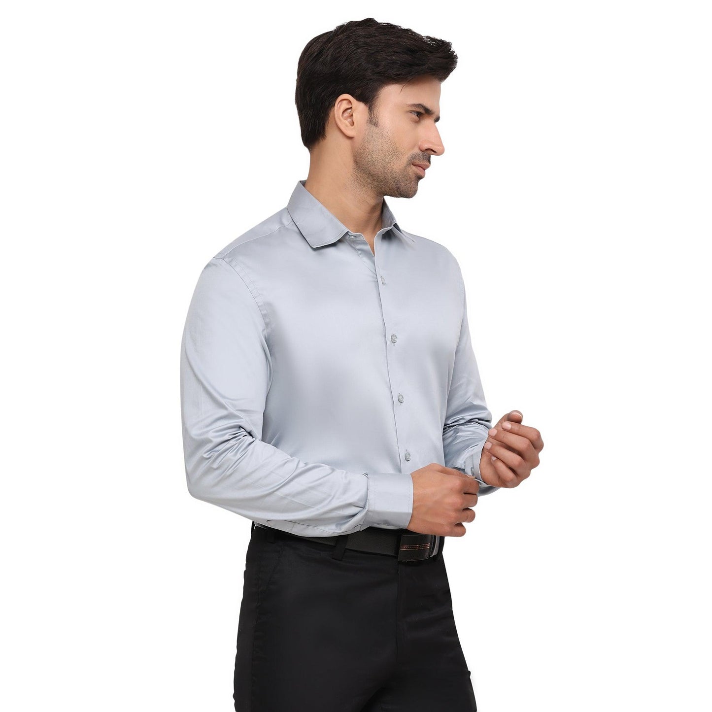 Formal Shirts 100% Premium Cotton Satin for Men (Grey Colour) - Funny Bones Clothings