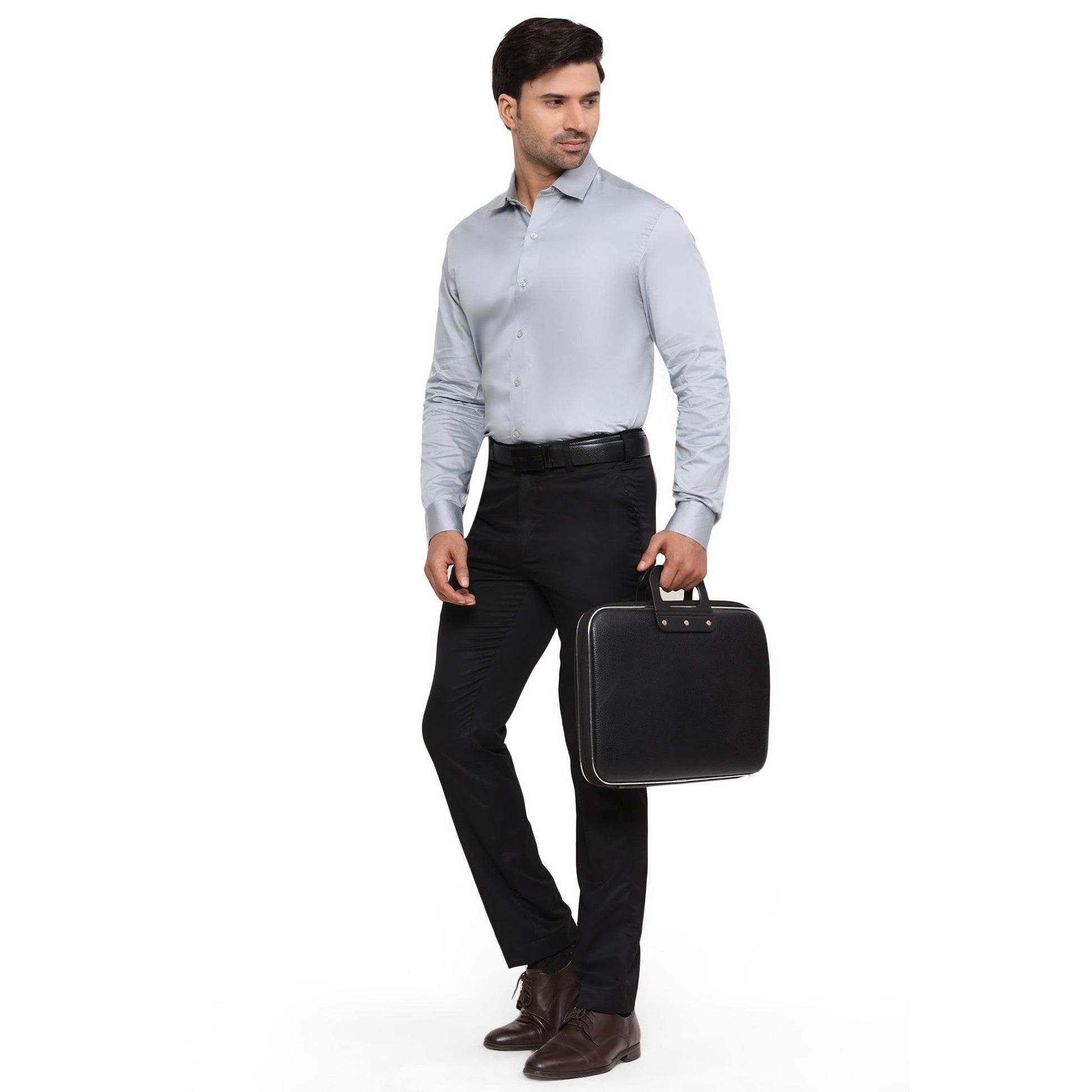 Formal Shirts 100% Premium Cotton Satin for Men (Grey Colour) - Funny Bones Clothings