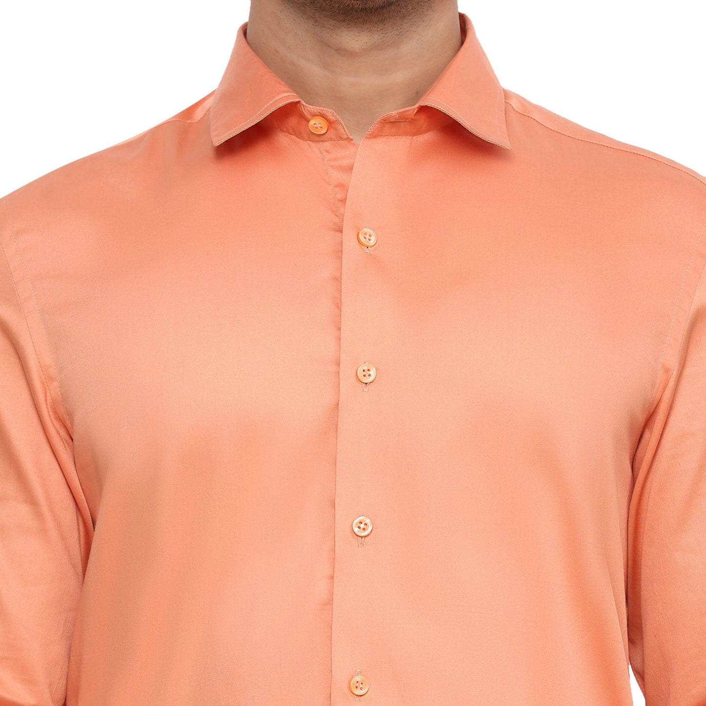 Formal Shirts 100% Premium Cotton Satin for Men (Orange Colour) - Funny Bones Clothings