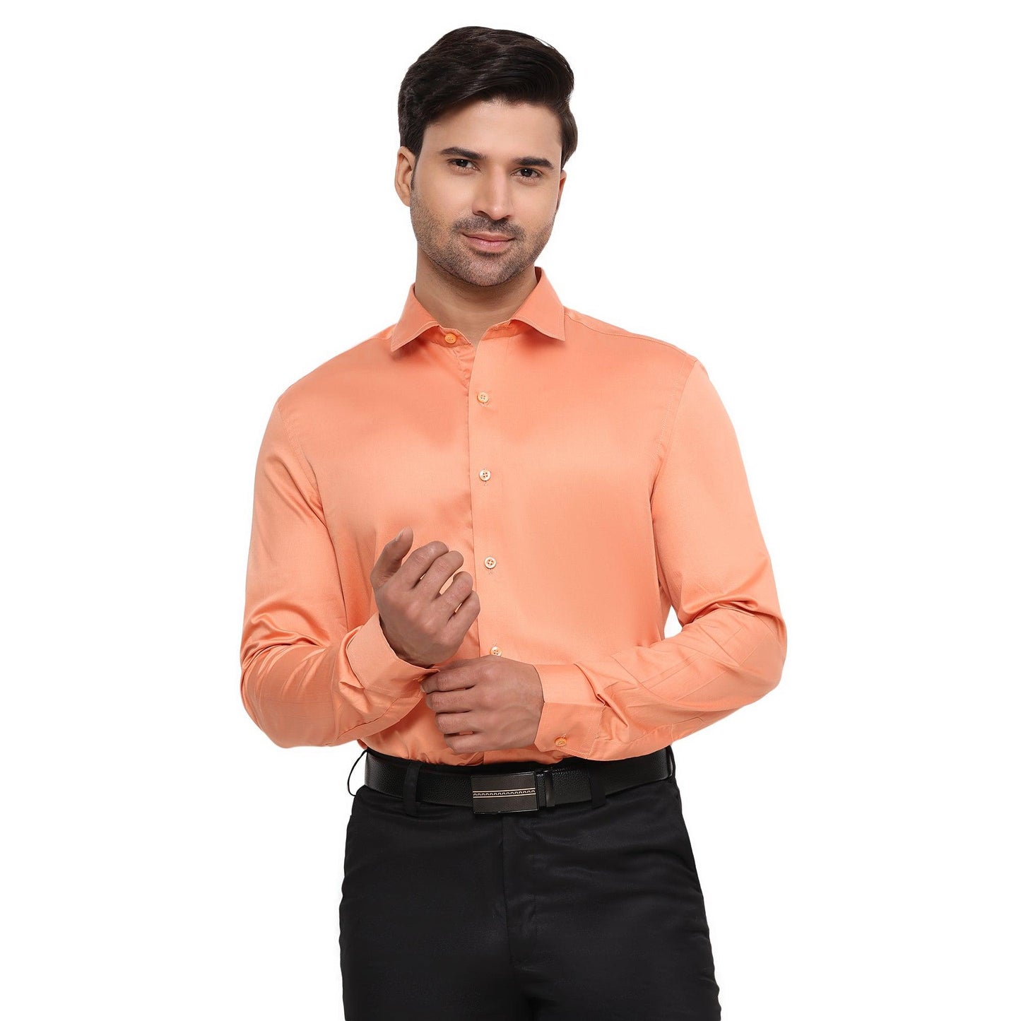 Formal Shirts 100% Premium Cotton Satin for Men (Orange Colour) - Funny Bones Clothings