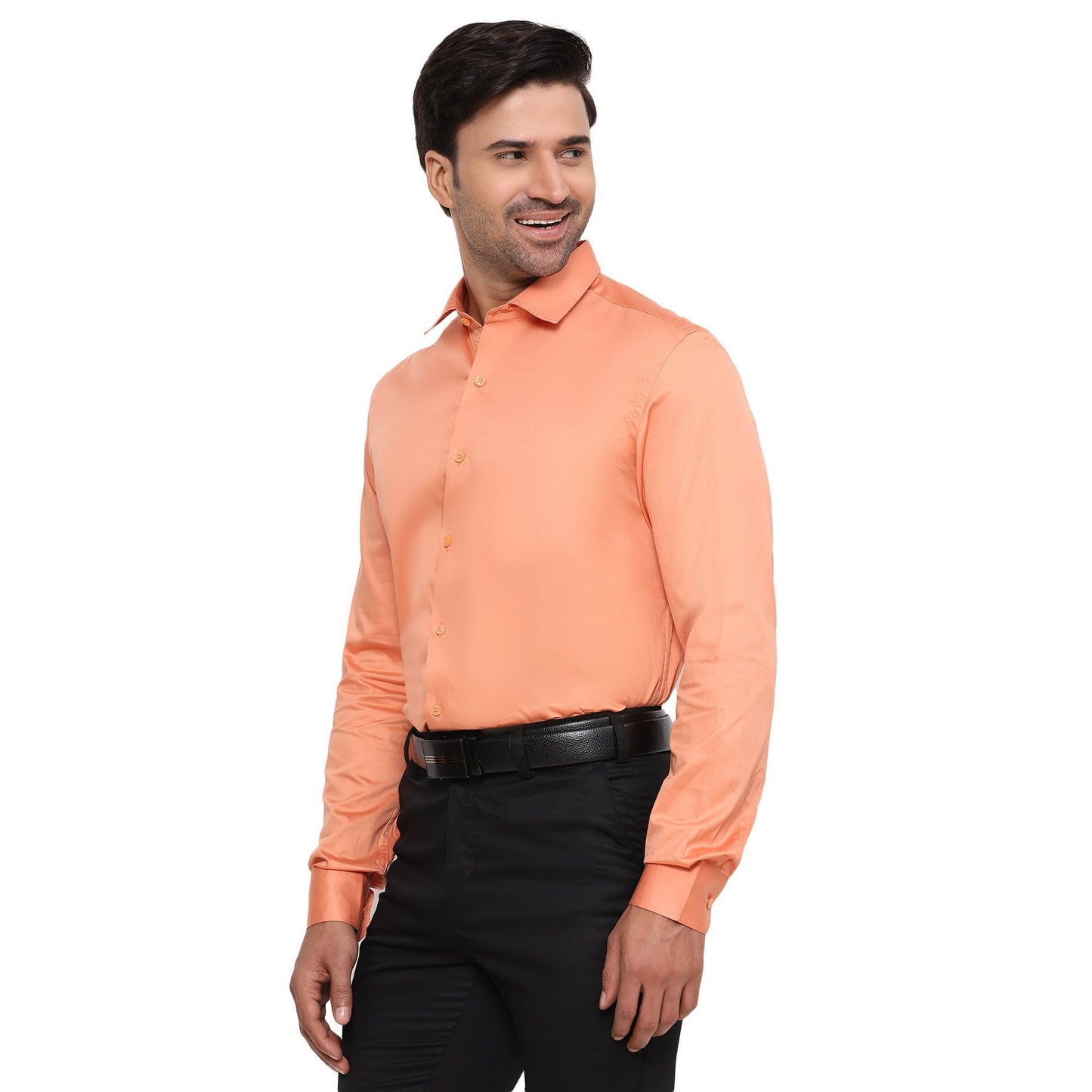 Formal Shirts 100% Premium Cotton Satin for Men (Orange Colour) - Funny Bones Clothings