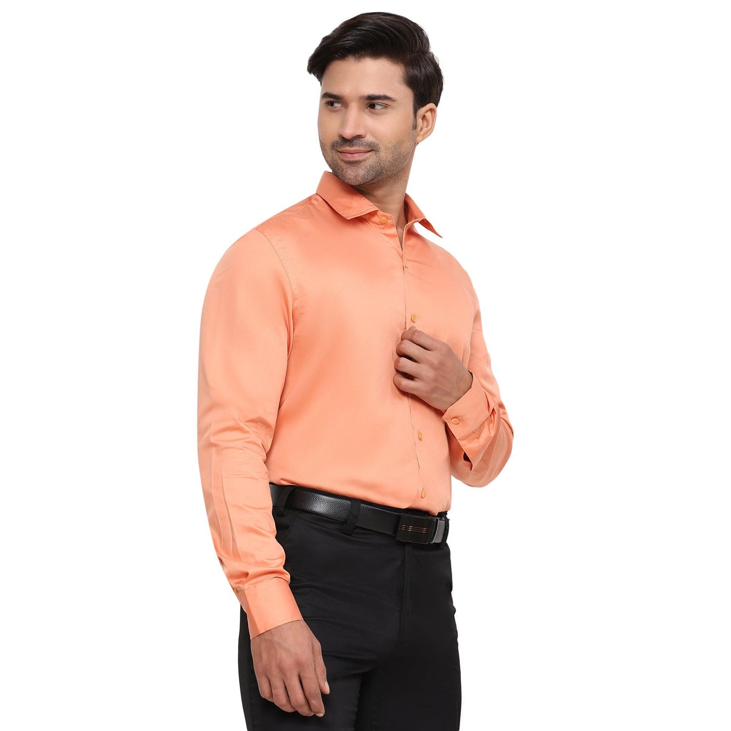 Formal Shirts 100% Premium Cotton Satin for Men (Orange Colour) - Funny Bones Clothings