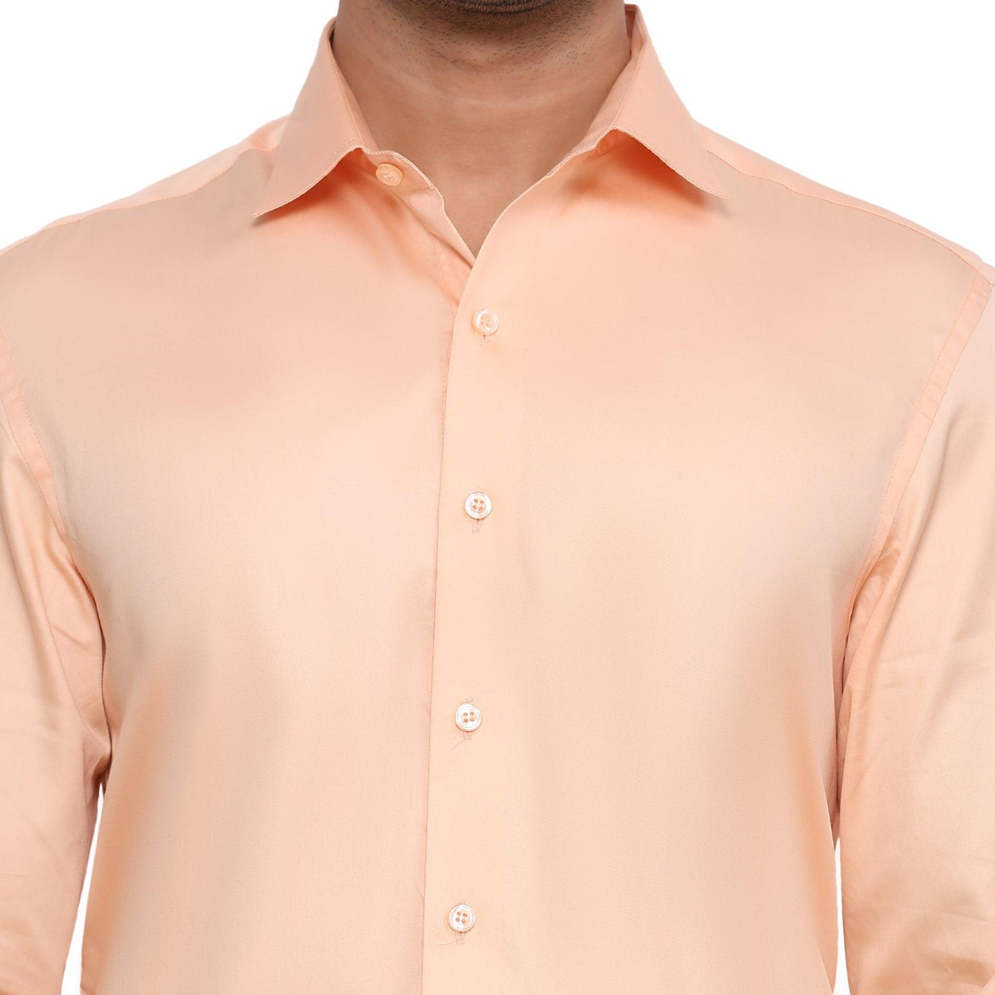 Formal Shirts 100% Premium Cotton Satin for Men (Peach Colour) - Funny Bones Clothings