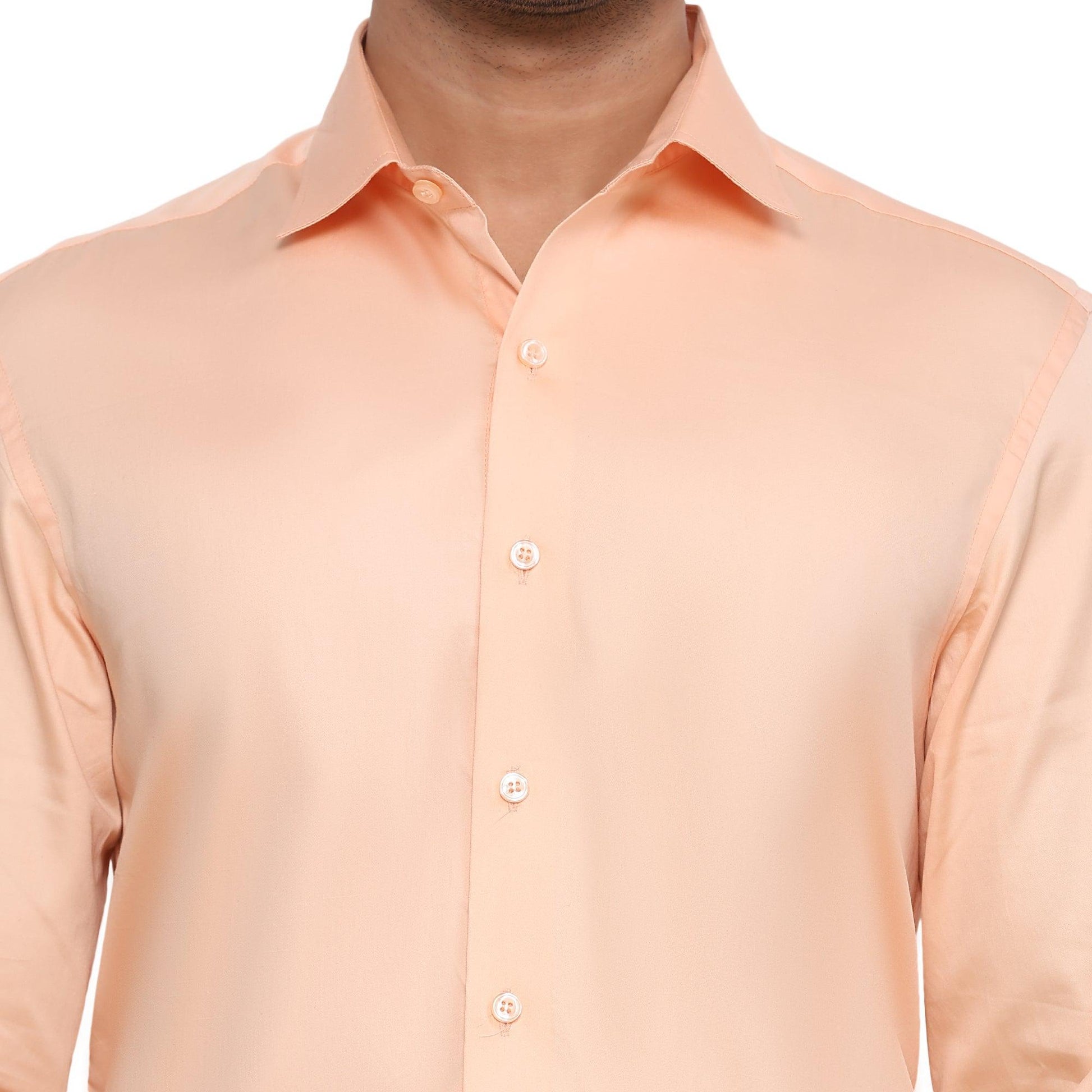 Formal Shirts 100% Premium Cotton Satin for Men (Peach Colour) - Funny Bones Clothings