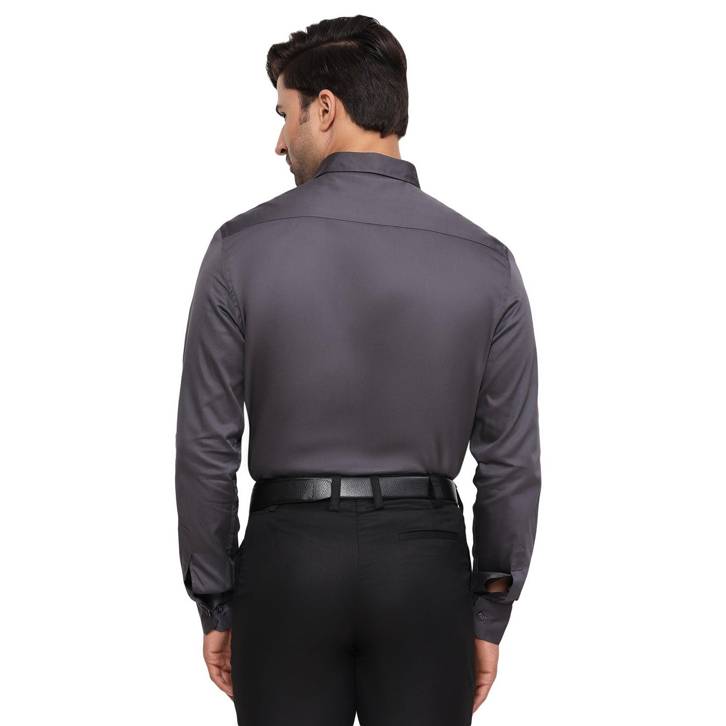 Formal Shirts 100% Premium Cotton Satin for Men (Charcoal Grey Colour) - Funny Bones Clothings