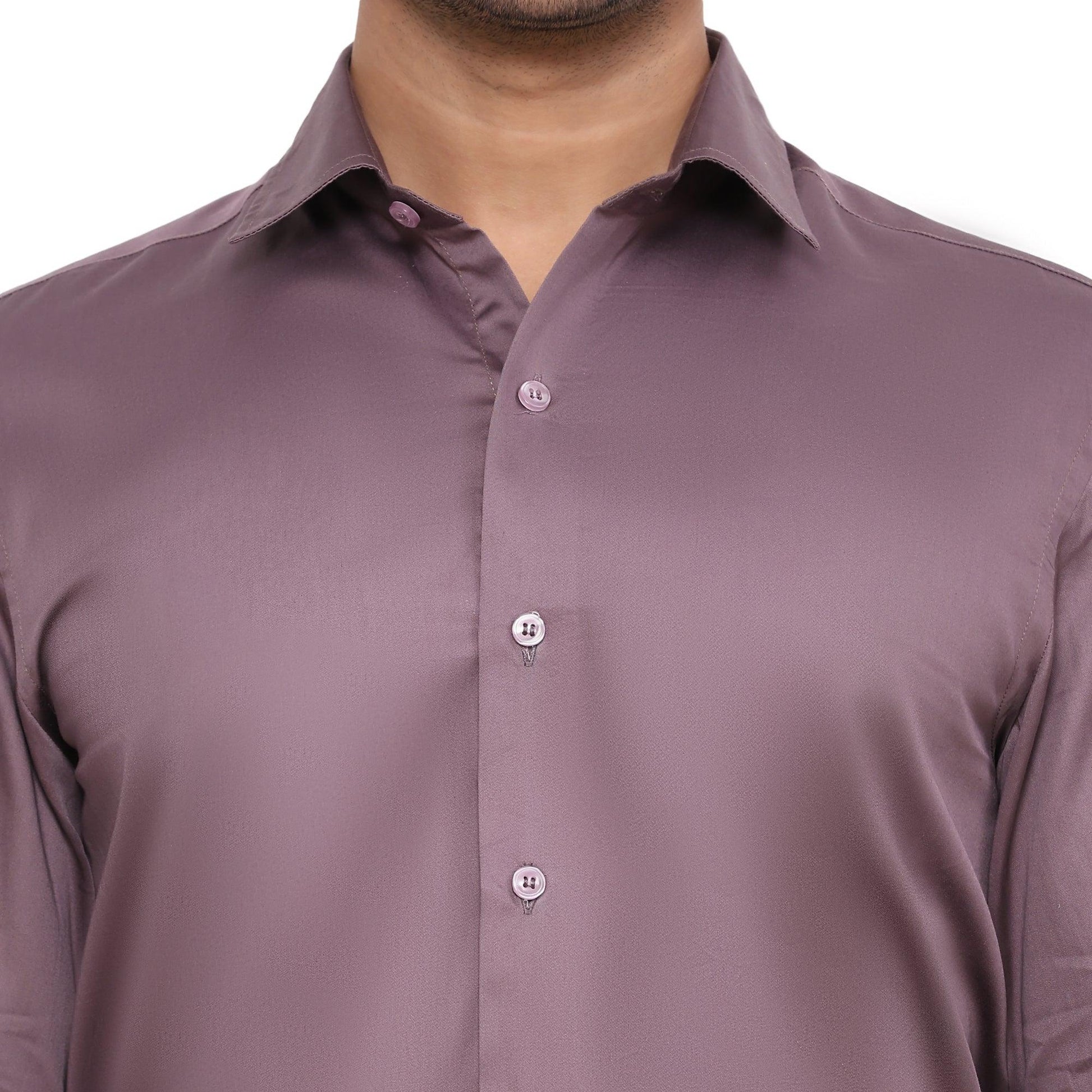 Formal Shirts 100% Premium Cotton Satin for Men (Wine Colour) - Funny Bones Clothings
