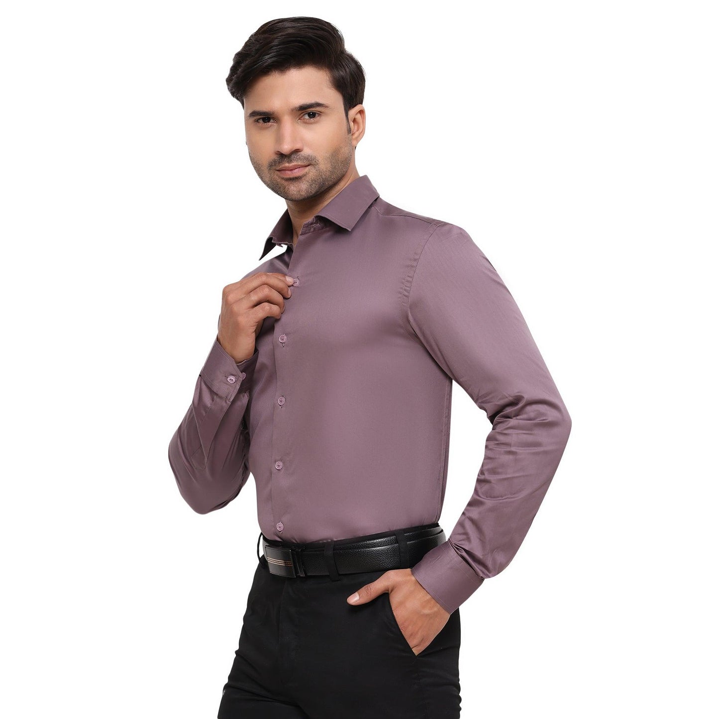 Formal Shirts 100% Premium Cotton Satin for Men (Wine Colour) - Funny Bones Clothings