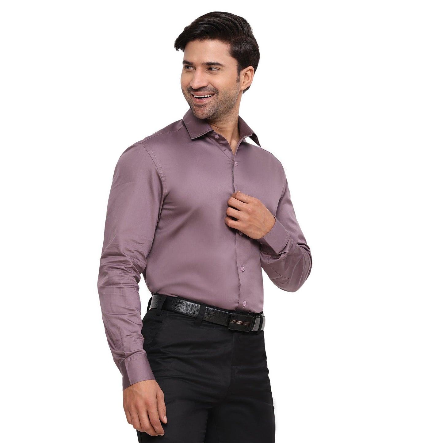 Formal Shirts 100% Premium Cotton Satin for Men (Wine Colour) - Funny Bones Clothings