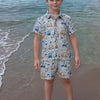 Dino on Car Print Vestiario's Blend Linen Co-ords - Funny Bones Clothings