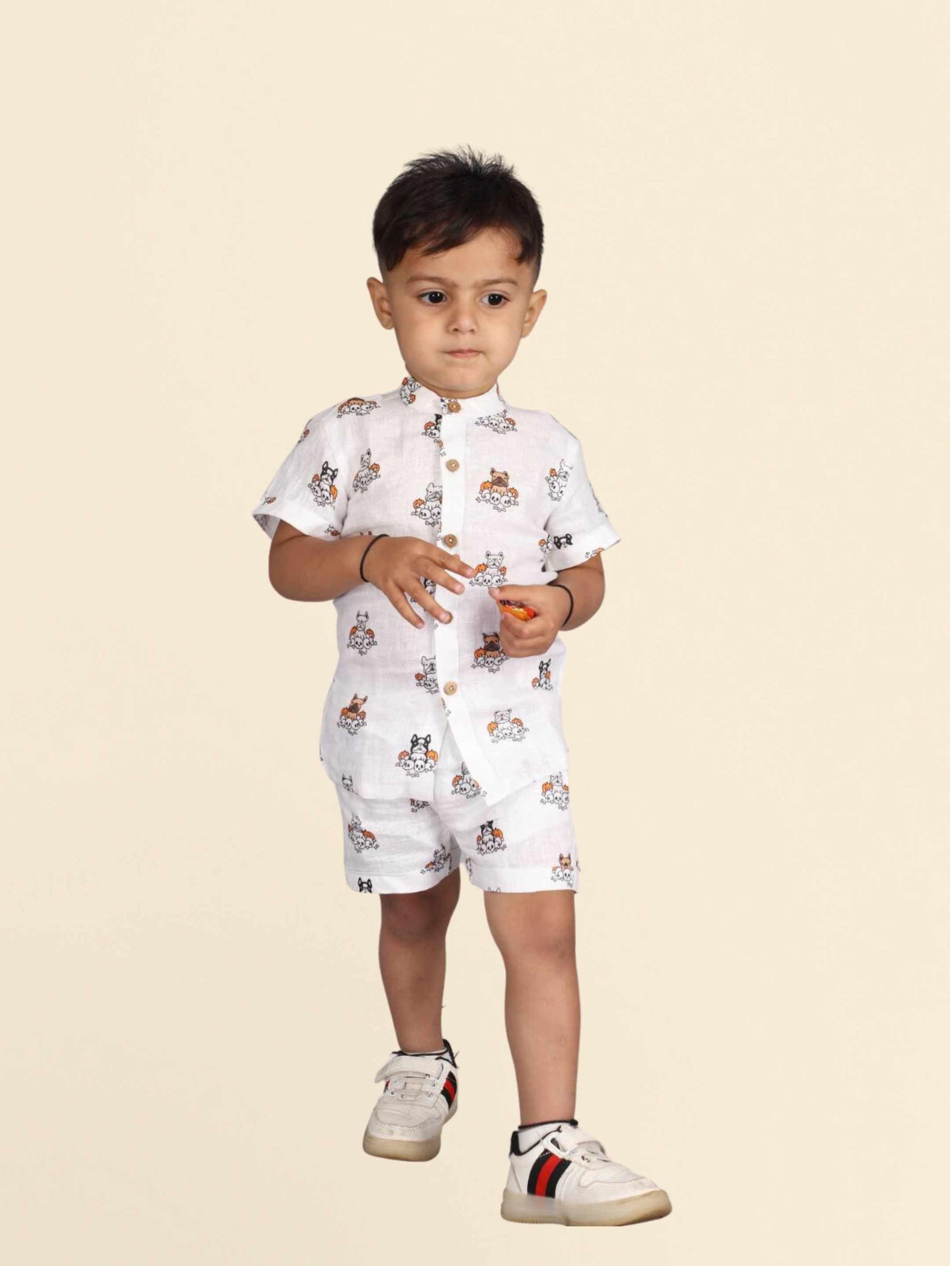 Dog Printed Pure Linen Premium Co-ords - Funny Bones Clothings