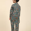 Dark flowers Print Pure Linen Kurta and Pajama Set - Funny Bones Clothings