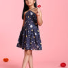 TopSkirt Styled Planet Print Pure Linen Dress - Funny Bones Clothings