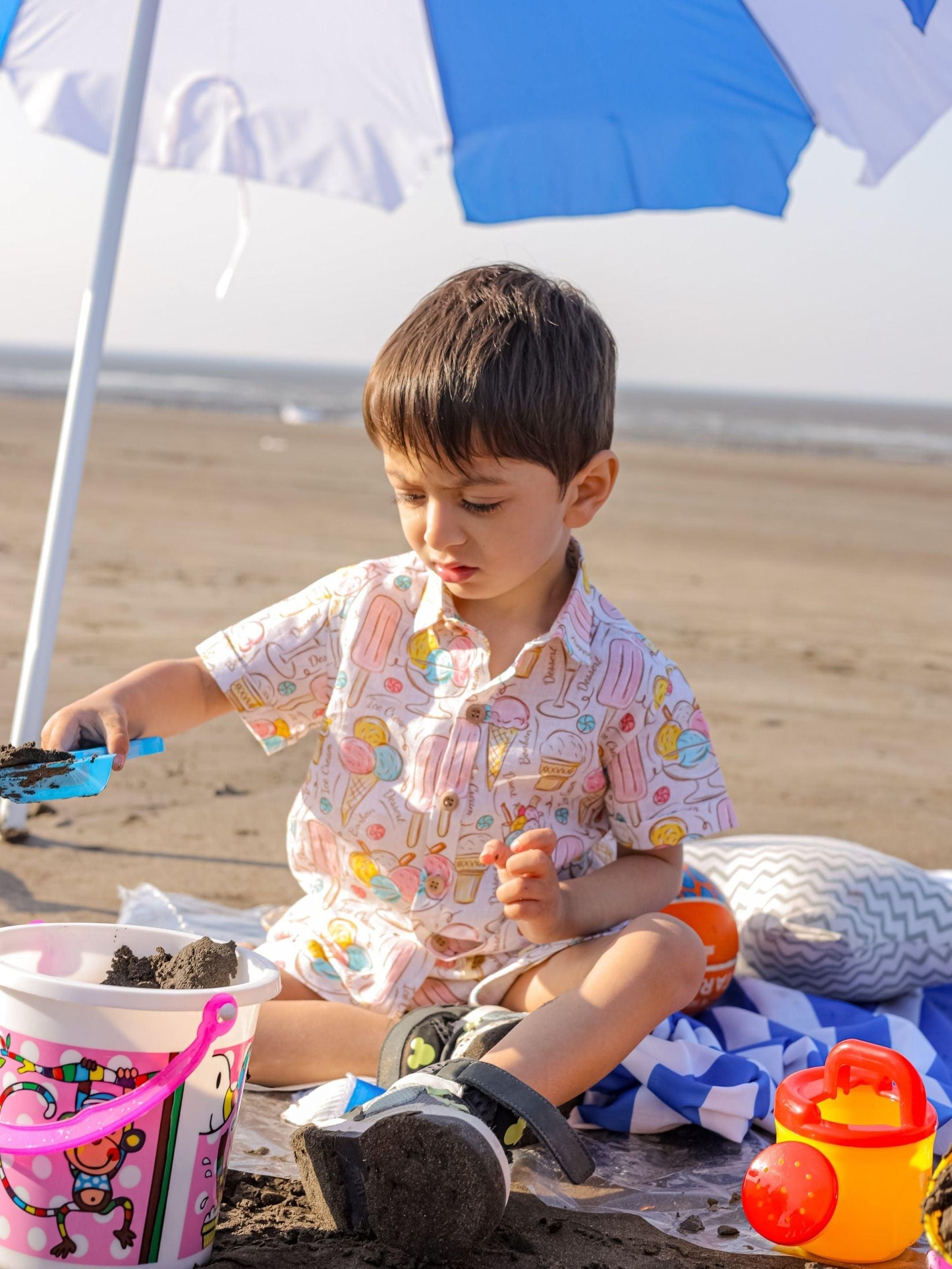 Ice Cream and Candies Print Pure Linen Shirt