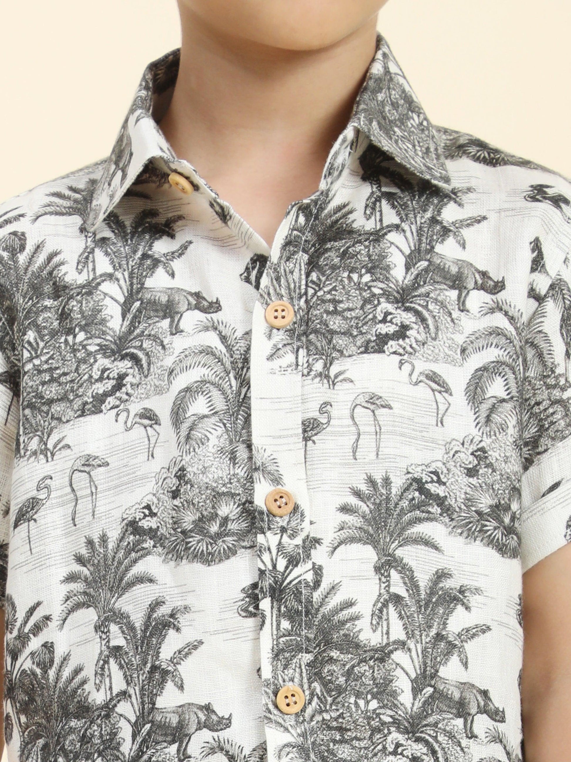 Wildlife Printed Pure Linen Premium Co-ords - Funny Bones Clothings