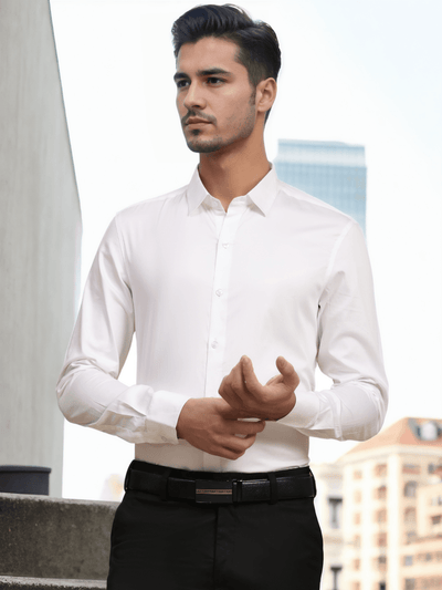 Formal Shirts 100% Premium Cotton Satin for Men (White Colour) - Funny Bones Clothings