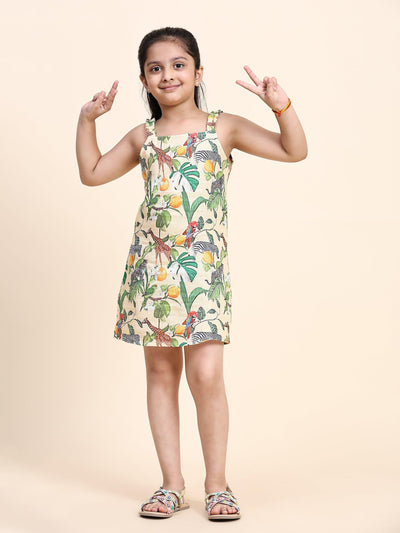 African Forest Print Pure Linen Dress - Funny Bones Clothings