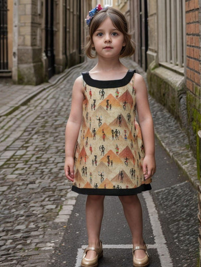 Pyiramids and Tribes Print Pure Linen Dress - Funny Bones Clothings