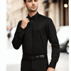 Full Pintex Tuxedo Shirt 100% Premium Cotton Satin for Men (Black Colour) - Funny Bones Clothings