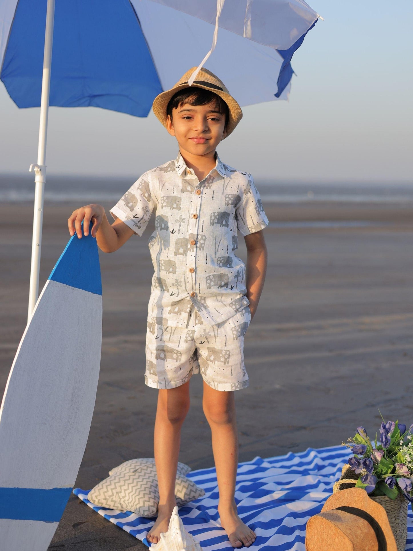 Enchanted Elephants Prints Pure Linen Shirt