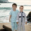 Box Pleated Pure Linen Premium Co-ords - Sky Blue - Funny Bones Clothings