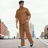 Solid Colour Pure Linen Co-ord Sets - Brown - Funny Bones Clothings