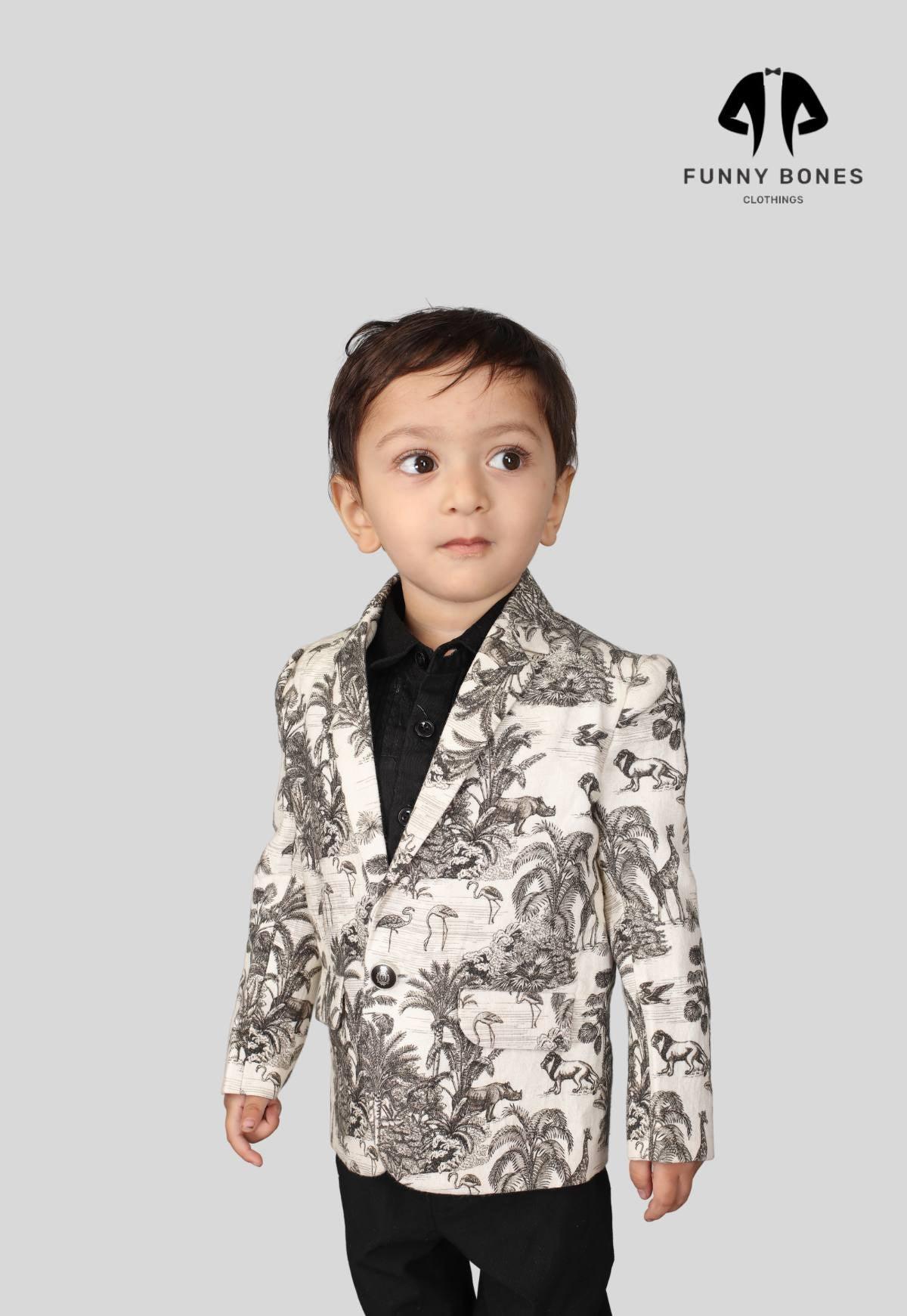 Wildlife Printed Pure Linen Blazer Only - Funny Bones Clothings
