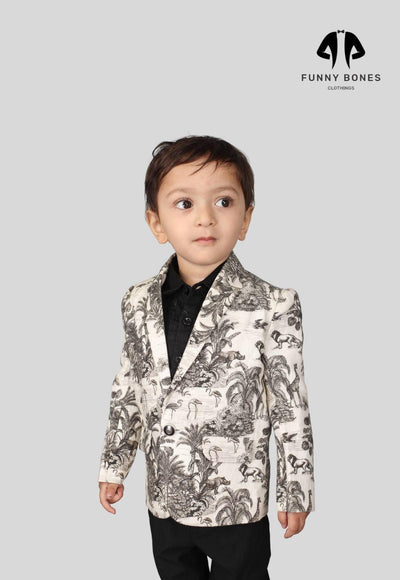 Wildlife Printed Pure Linen Blazer Only - Funny Bones Clothings