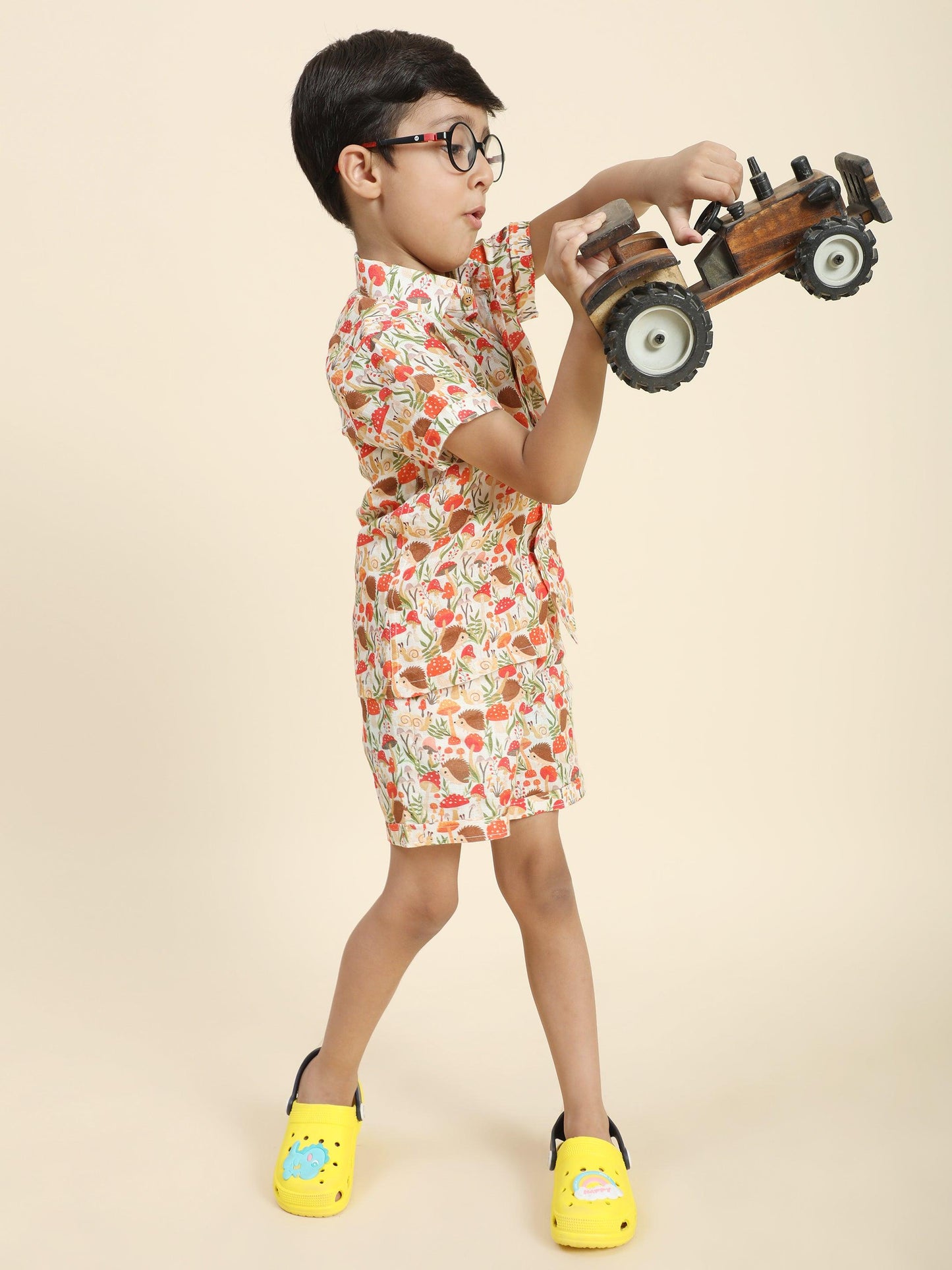 Mushrooms Printed Pure Linen Premium Co-ords - Funny Bones Clothings