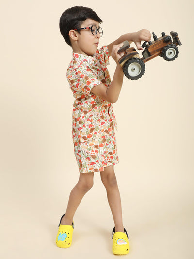 Mushrooms Printed Pure Linen Premium Co-ords - Funny Bones Clothings