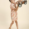 Mushroom Print Pure Linen Shirt