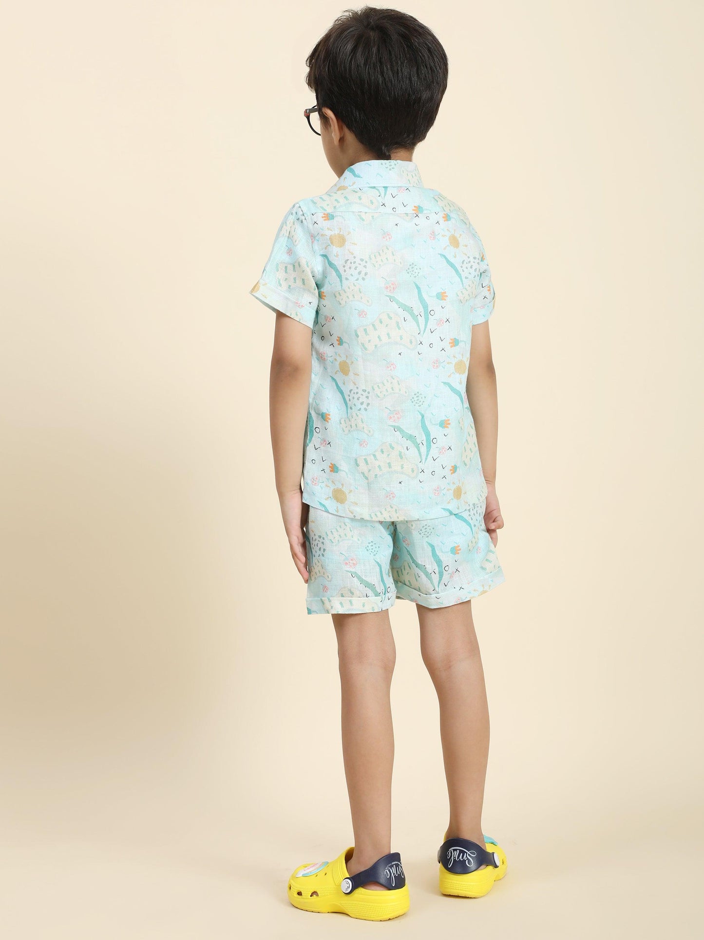 Waterlife Printed Pure Linen Premium Co-ords - Funny Bones Clothings