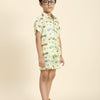 Yellow Car Printed Pure Linen Premium Co-ords - Funny Bones Clothings