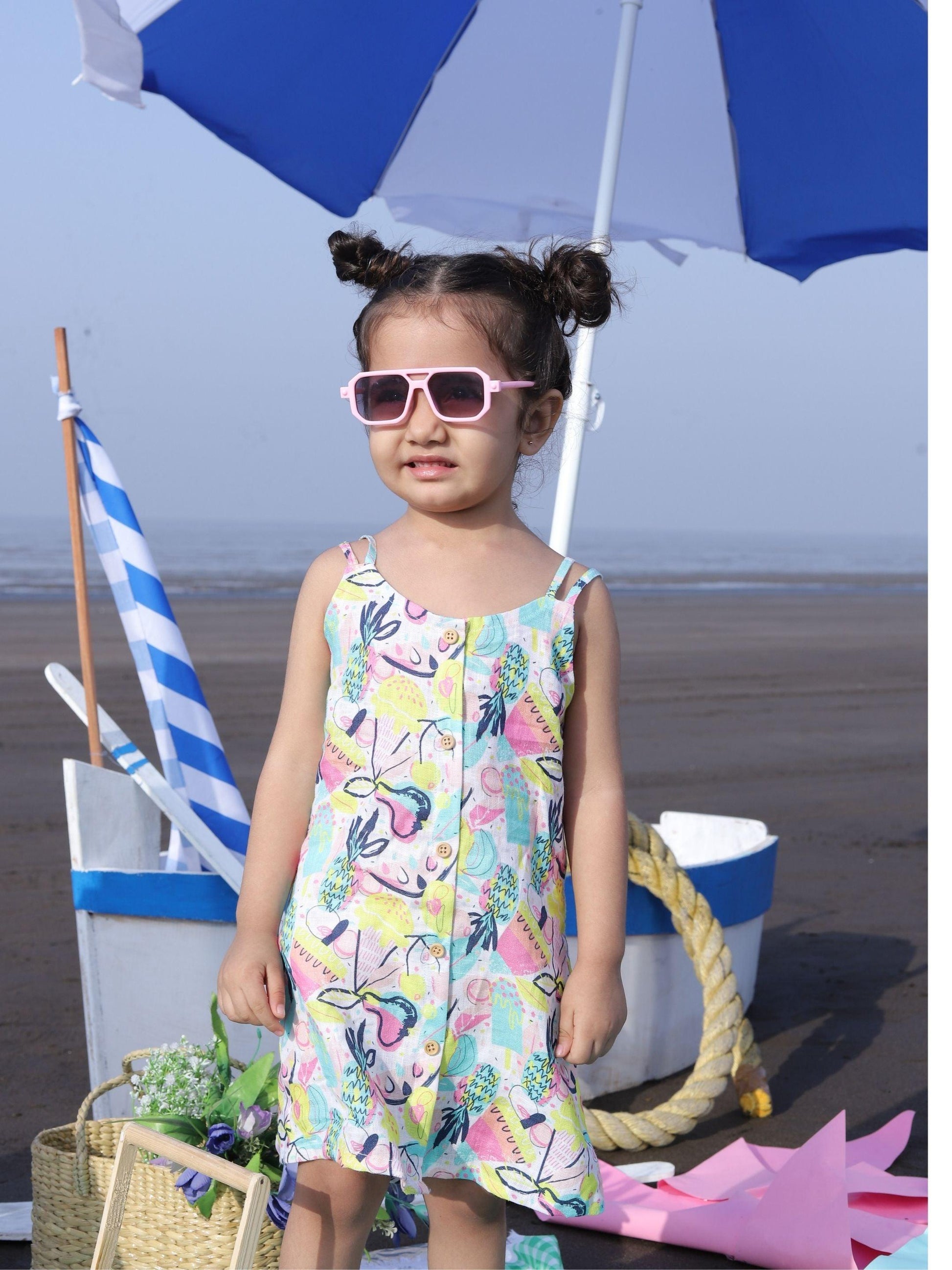 Fruit and Punch Print Pure Linen Dress - Funny Bones Clothings