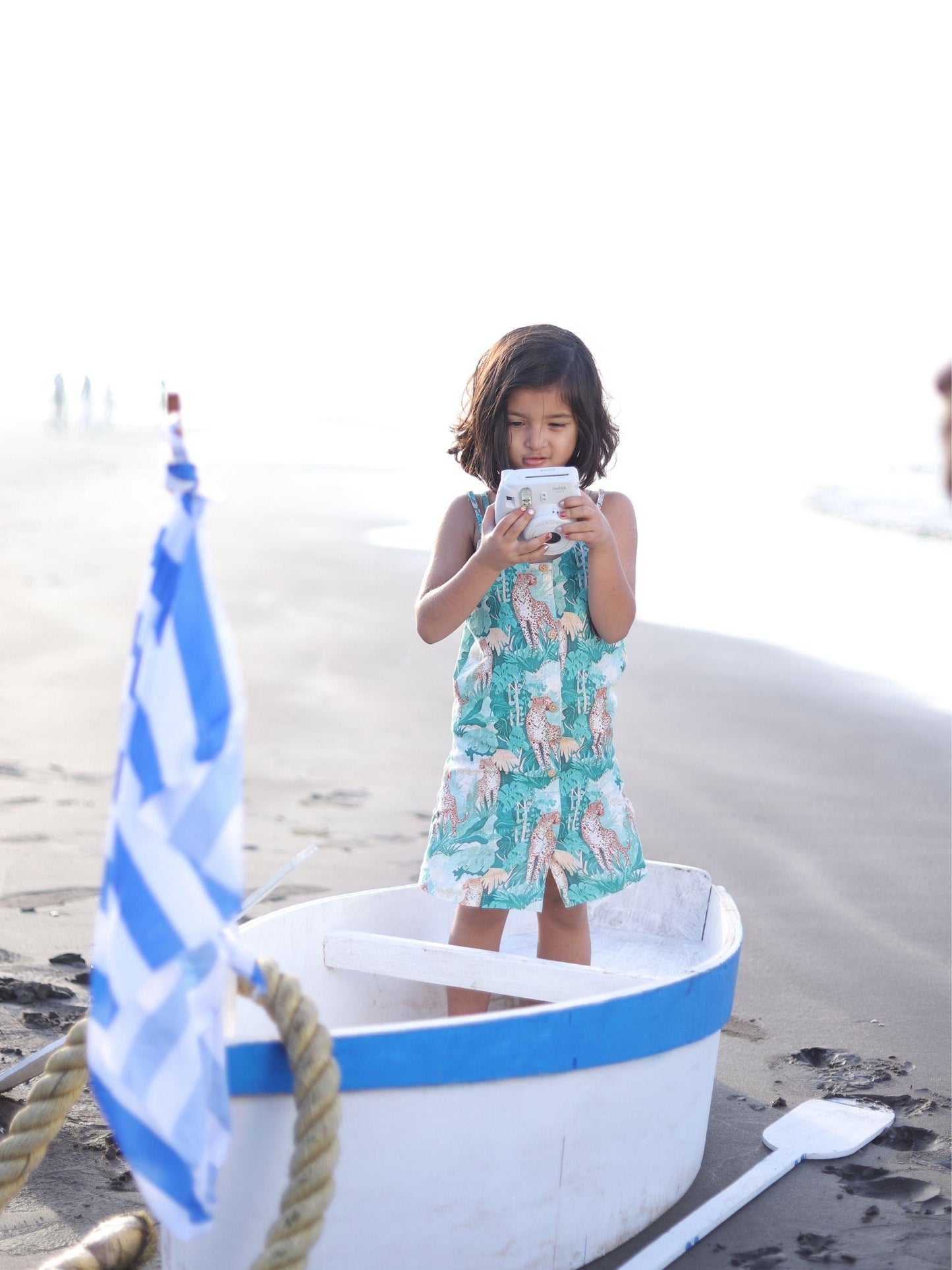 Green Forest and Leopard Print Pure Linen Dress - Funny Bones Clothings