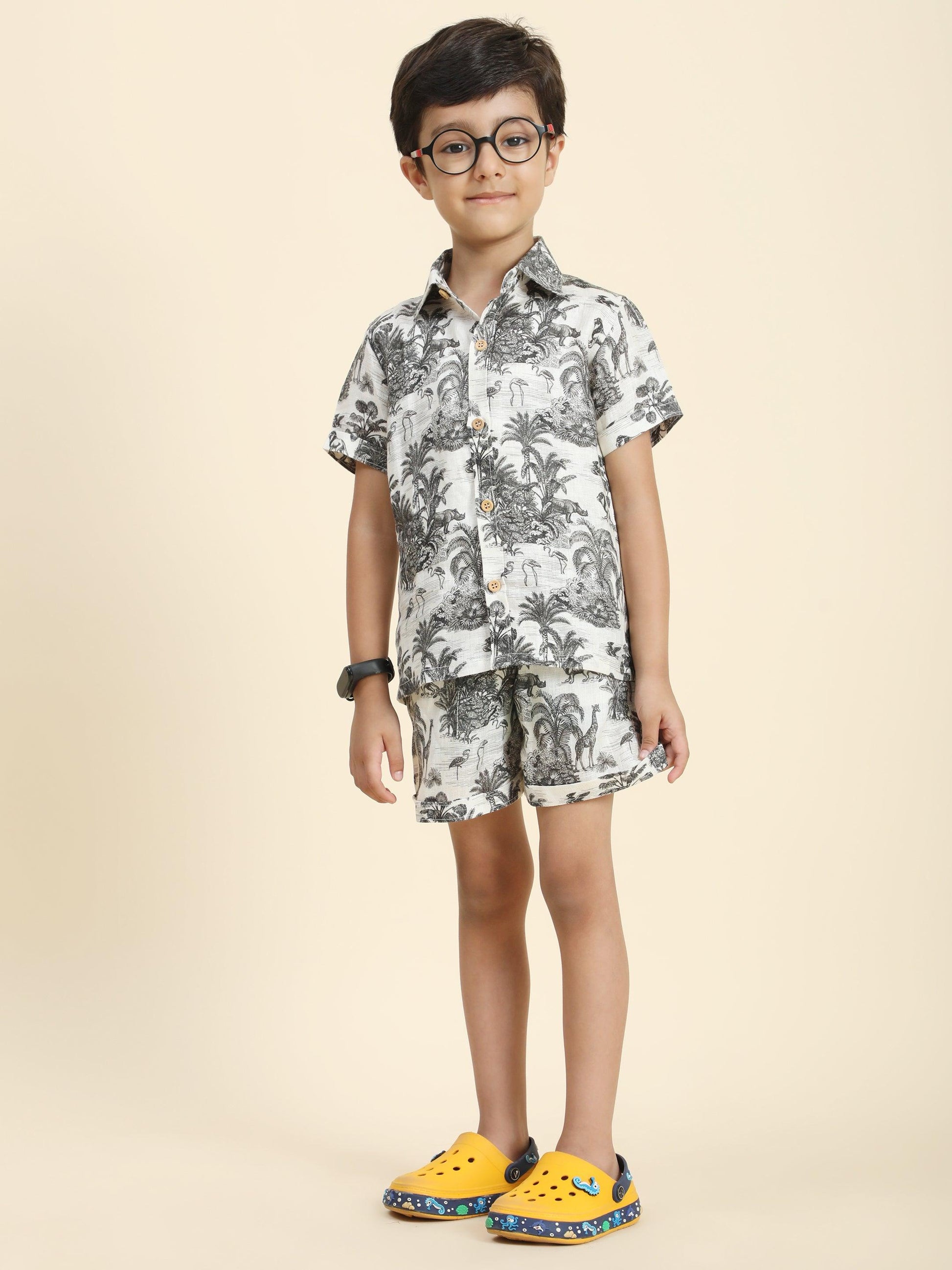 Wildlife Printed Pure Linen Premium Co-ords - Funny Bones Clothings