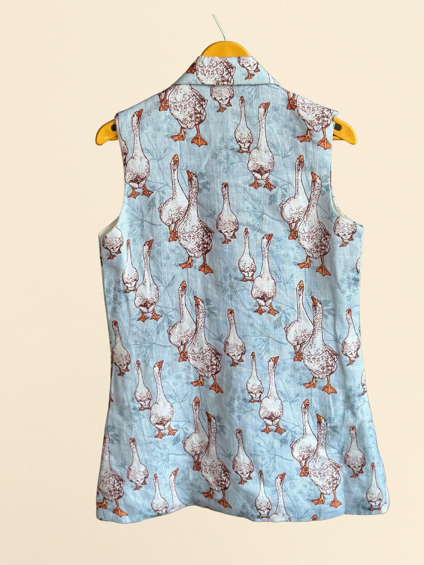 Goose Print Pure Linen Blazer Dress - Funny Bones Clothings