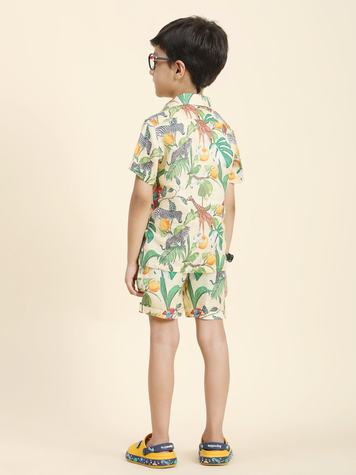 African Forest Themed Printed Pure Linen Premium Co-ords - Funny Bones Clothings