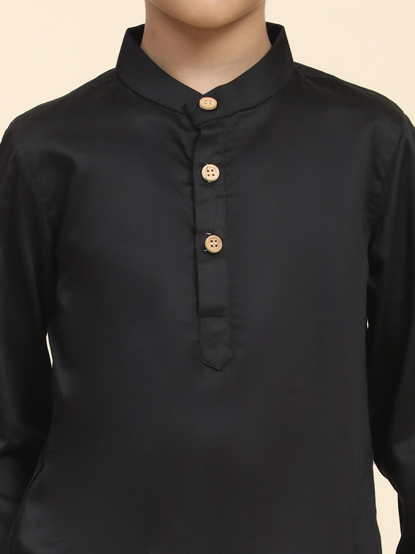 Solid Black Pure Premium Cotton Kurta and Pajama Set - Funny Bones Clothings