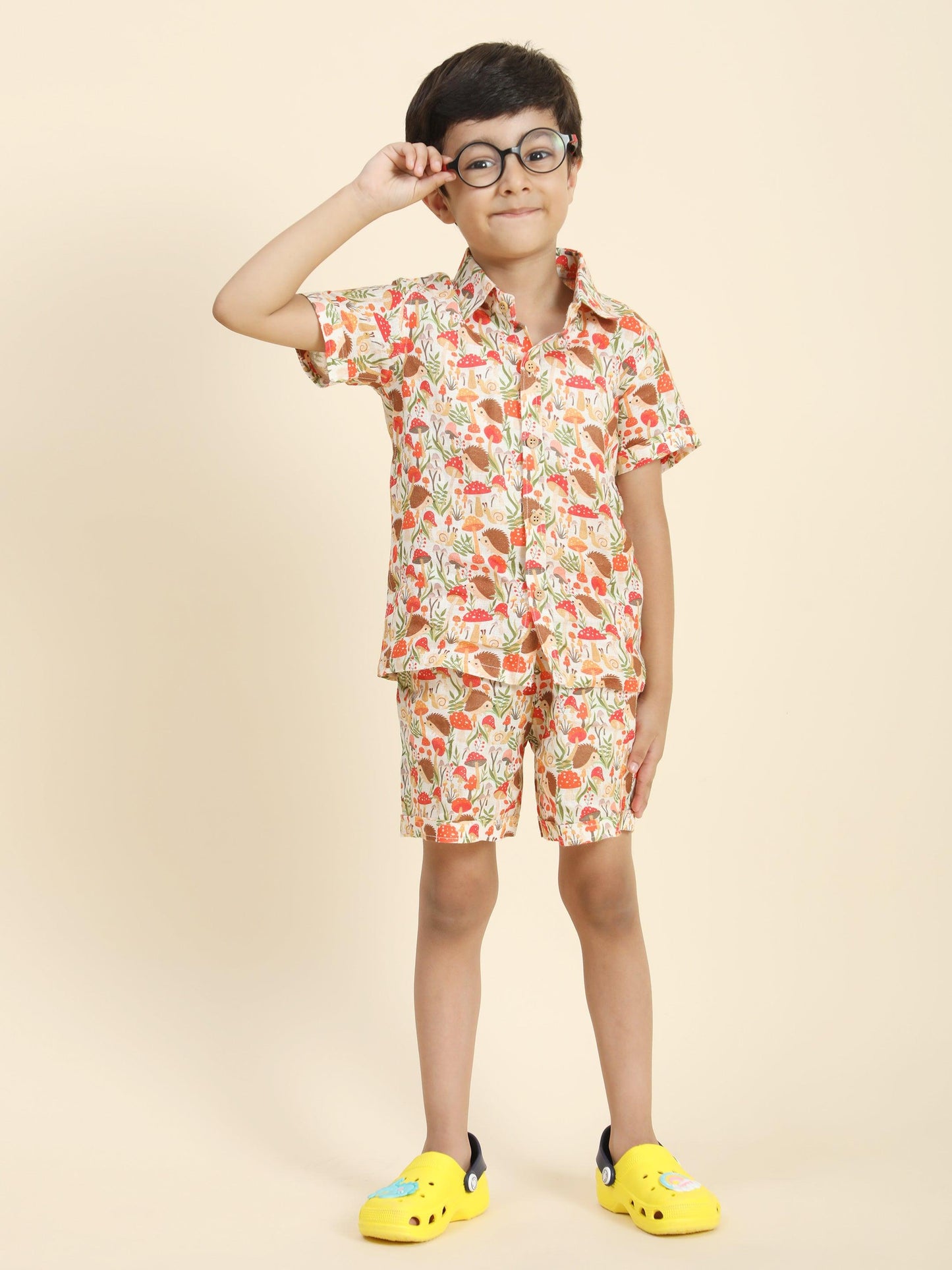 Mushrooms Printed Pure Linen Premium Co-ords - Funny Bones Clothings