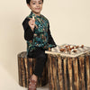 Black Leopard Satin Koti with Black Kurta Pajama Set - Funny Bones Clothings