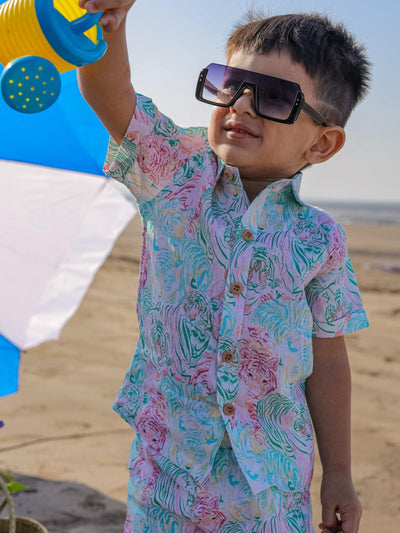 Enlightened Tigers Print Pure Linen Shirt
