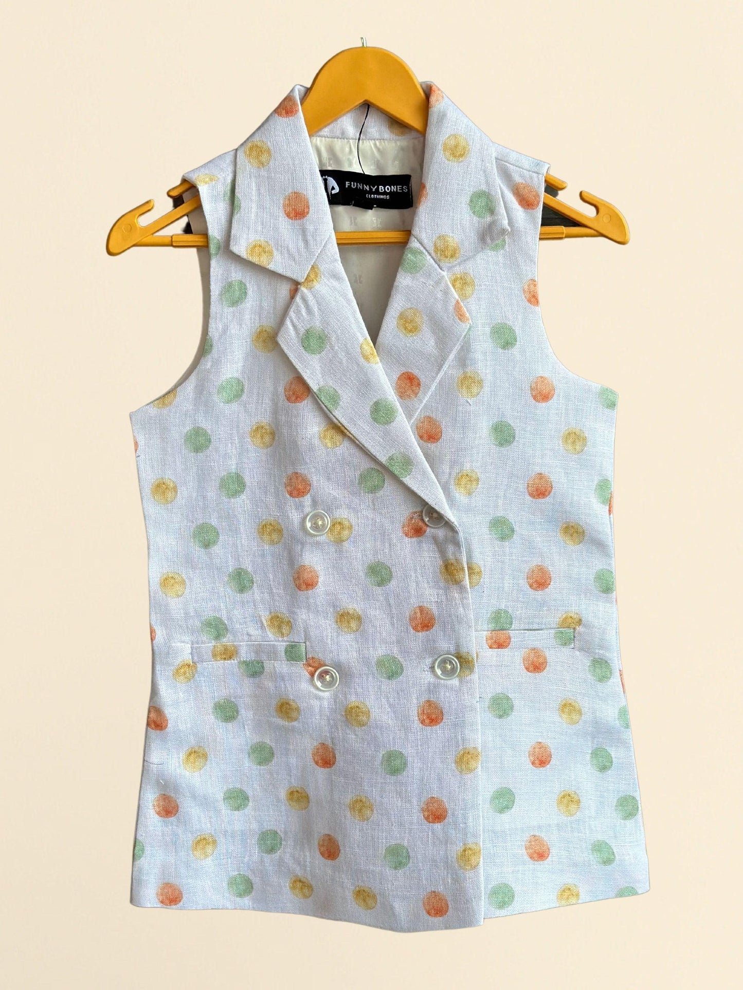 Fireball Print Pure Linen Blazer Dress - Funny Bones Clothings