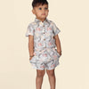 Grey Leaves Printed Pure Linen Premium Co-ords - Funny Bones Clothings