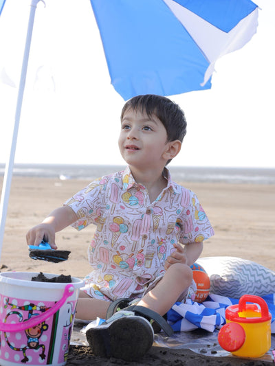 Ice Cream and Candies Print Pure Linen Shirt