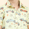 Yellow Car Printed Pure Linen Premium Co-ords - Funny Bones Clothings