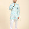 Waterlife Print Pure Linen Kurta and Premium Cotton Pajama Set - Funny Bones Clothings
