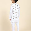 Dog Print Linen Koti with Pure Cotton White Kurta Pajama Set - Funny Bones Clothings