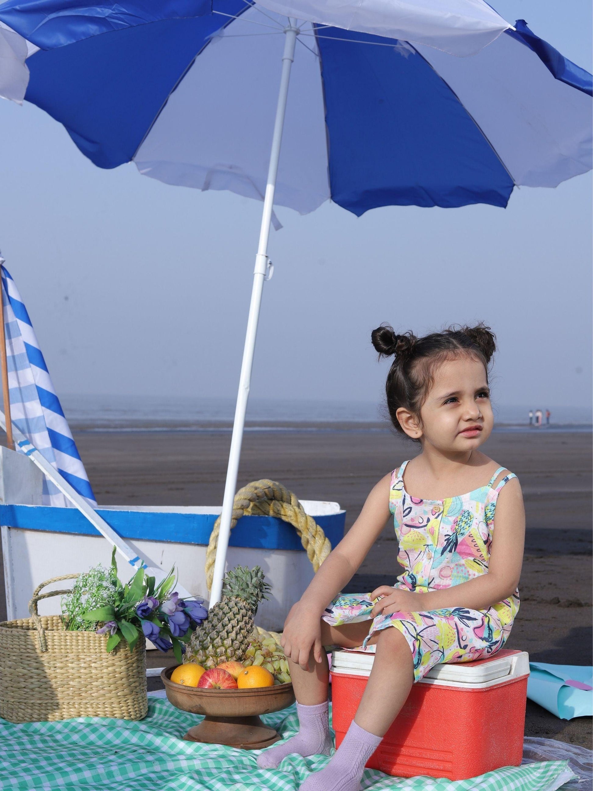 Fruit and Punch Print Pure Linen Dress - Funny Bones Clothings